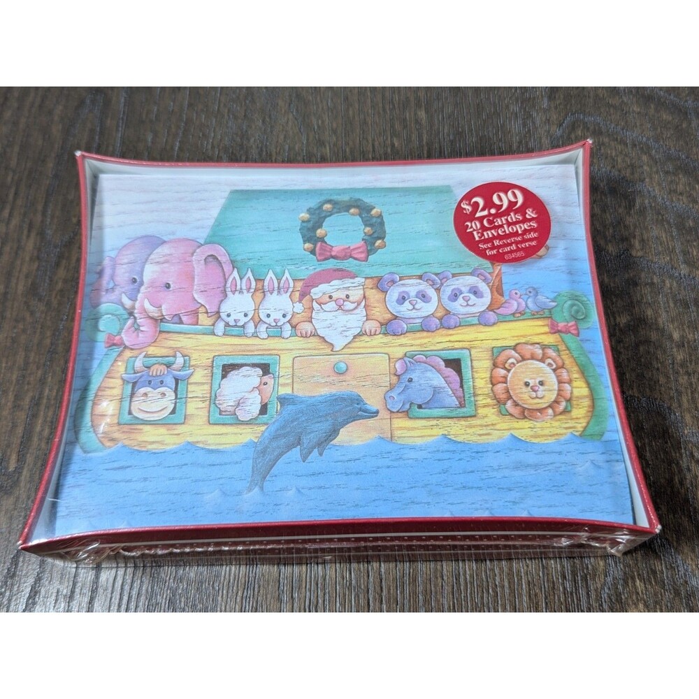 NEW VTG Christmas Cards Santa Claus Noah’s Arc 20 Cards & Envelopes Made in USA